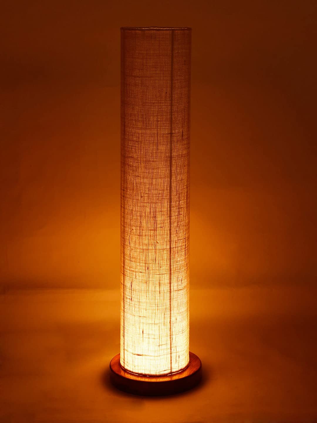White Jute Round Shade Floor lamp with Wood Base .(White,Jute)