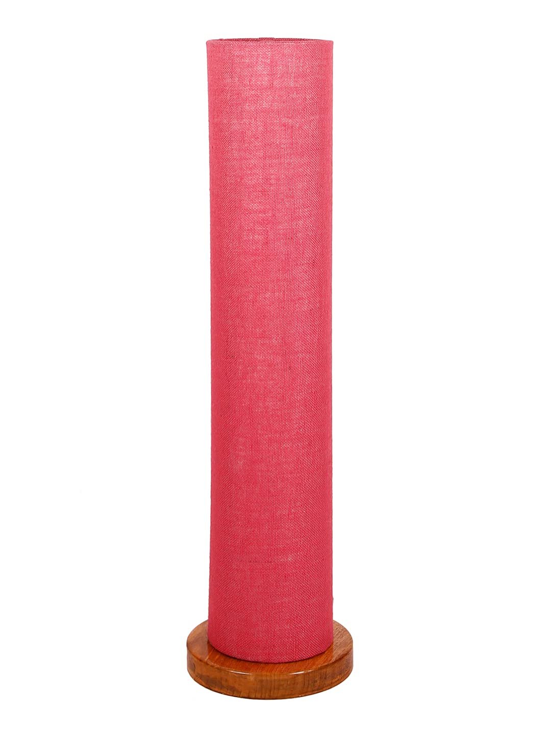Pink Jute Round Shade Floor lamp with Wood Base .(Pink,Jute)