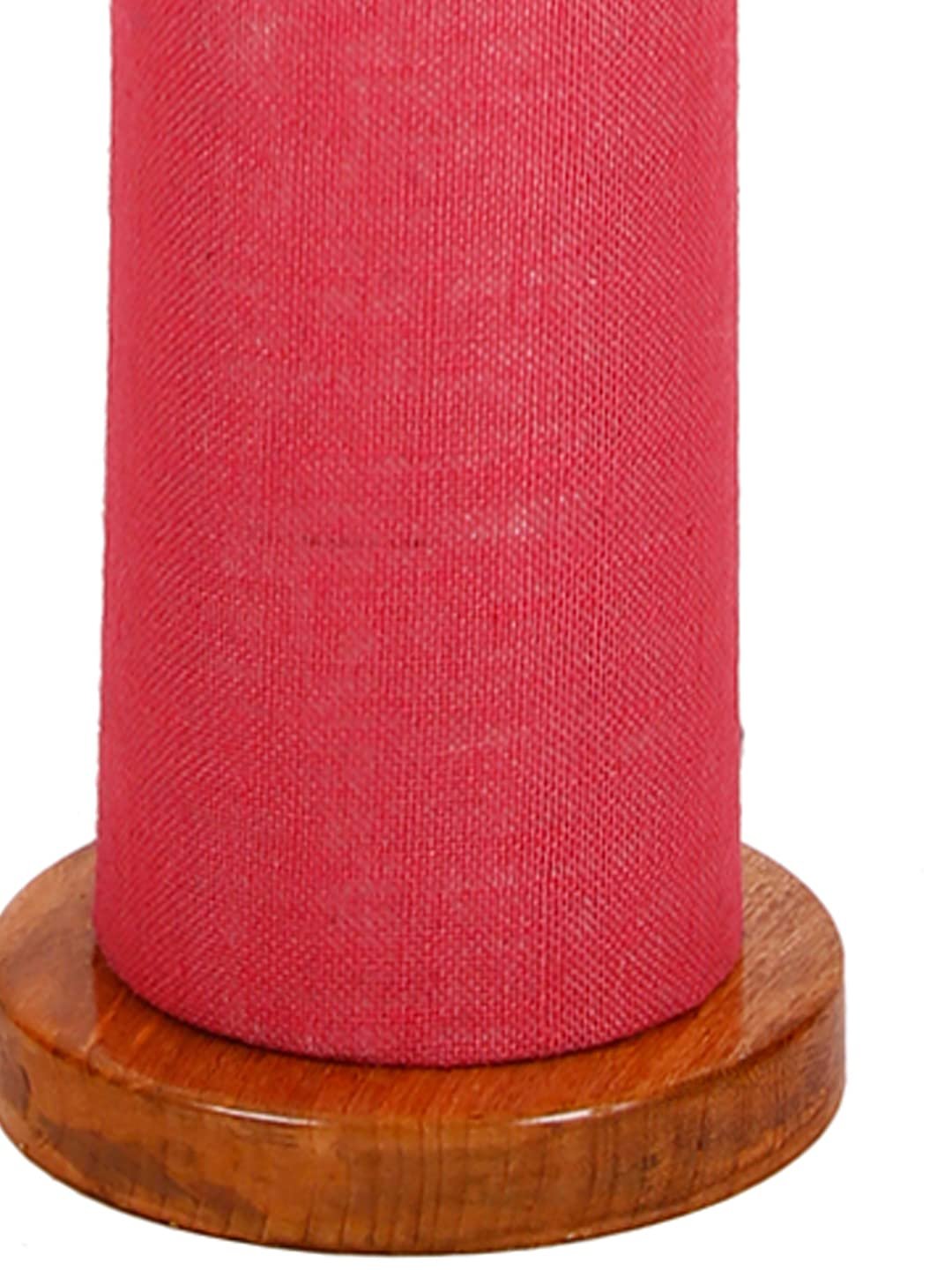 Pink Jute Round Shade Floor lamp with Wood Base .(Pink,Jute)