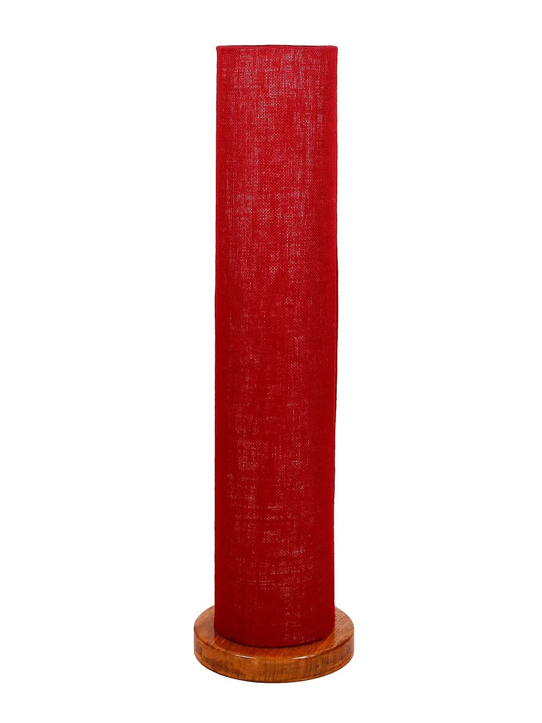 Maroon Jute Round Shade Floor lamp with Wood Base .(Maroon,Jute)