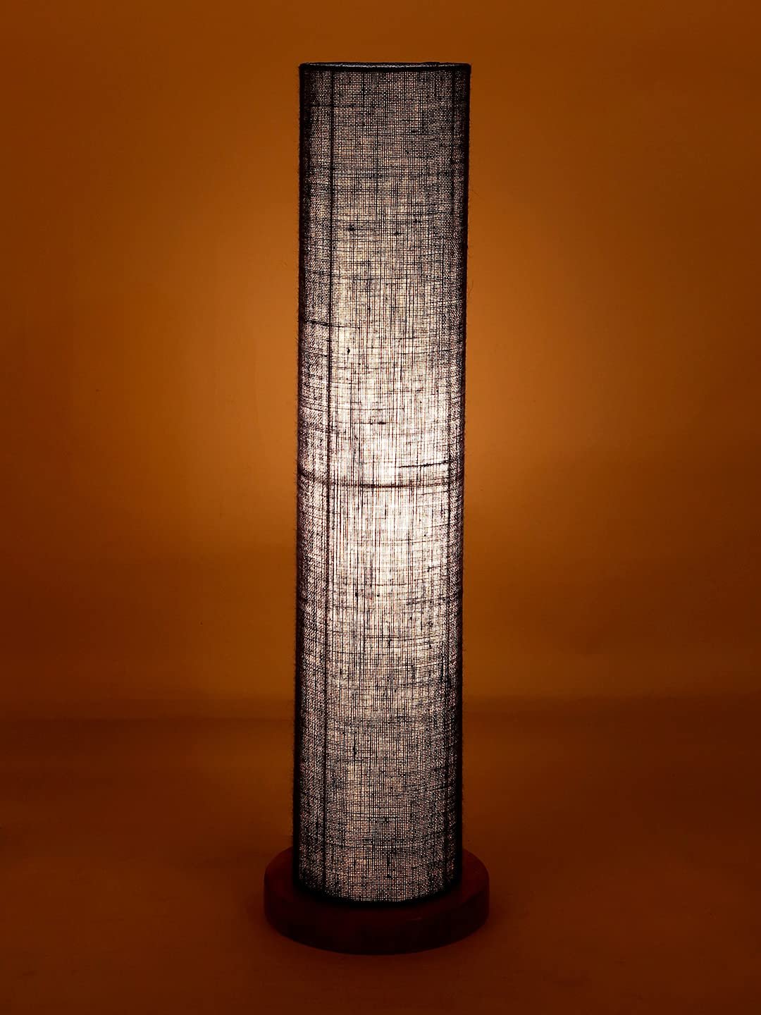 Blue Jute Round Shade Floor lamp with Wood Base .(Blue,Jute)