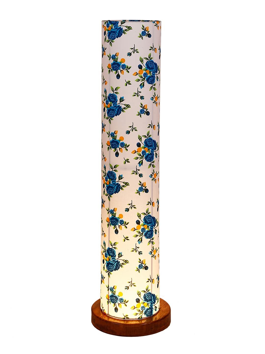 Multicolor Round Cotton Shade Floor lamp with Wood Base .(Multicolor, Cotton)
