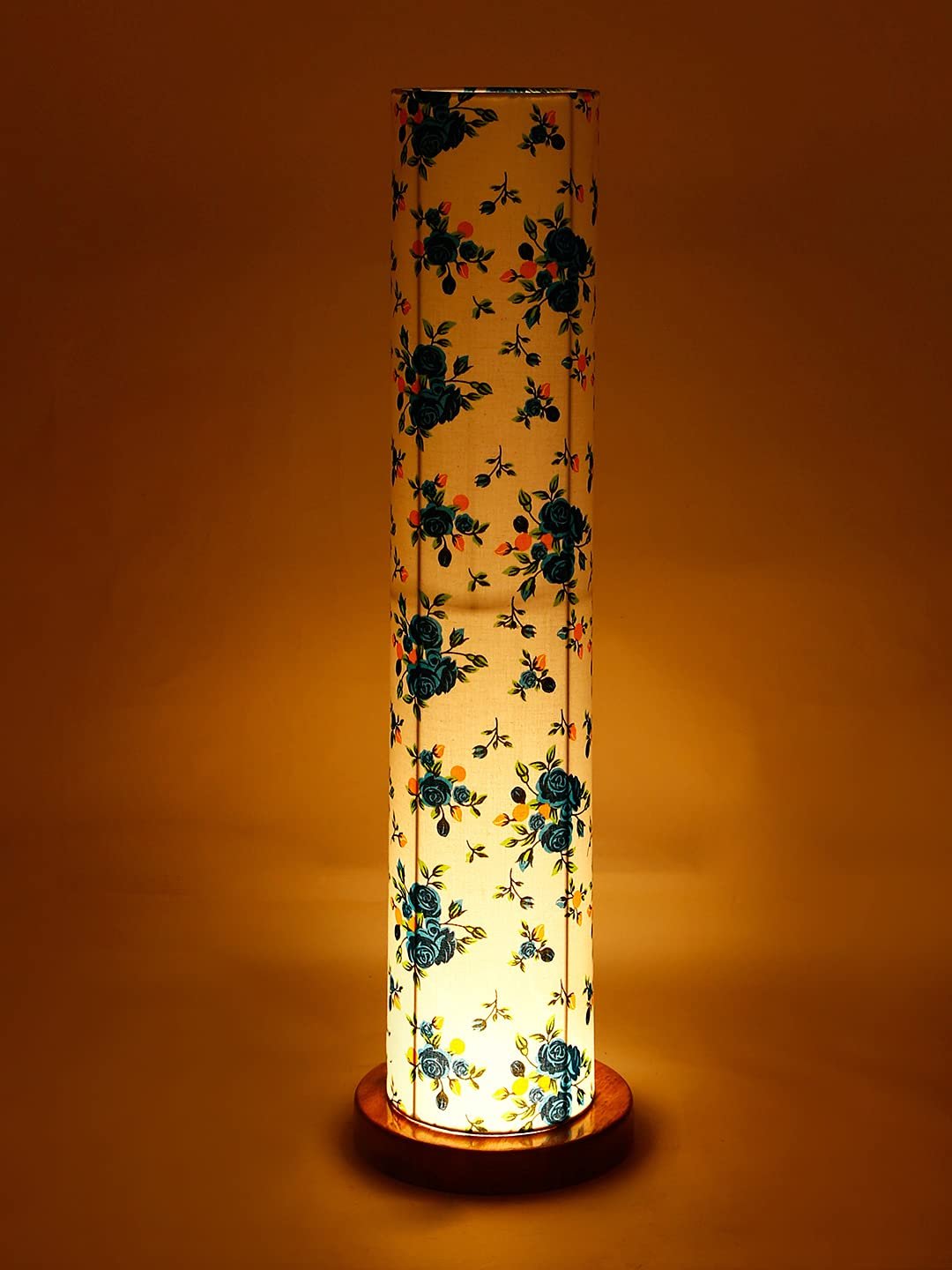Multicolor Round Cotton Shade Floor lamp with Wood Base .(Multicolor, Cotton)