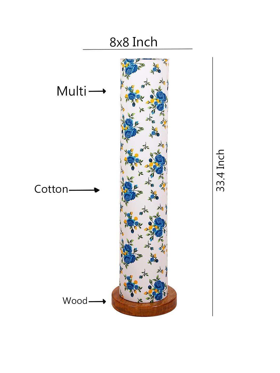 Multicolor Round Cotton Shade Floor lamp with Wood Base .(Multicolor, Cotton)