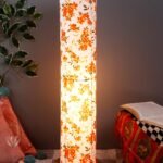 Multicolor Round Cotton Shade Floor lamp with Wood Base .(Multicolor, Cotton)