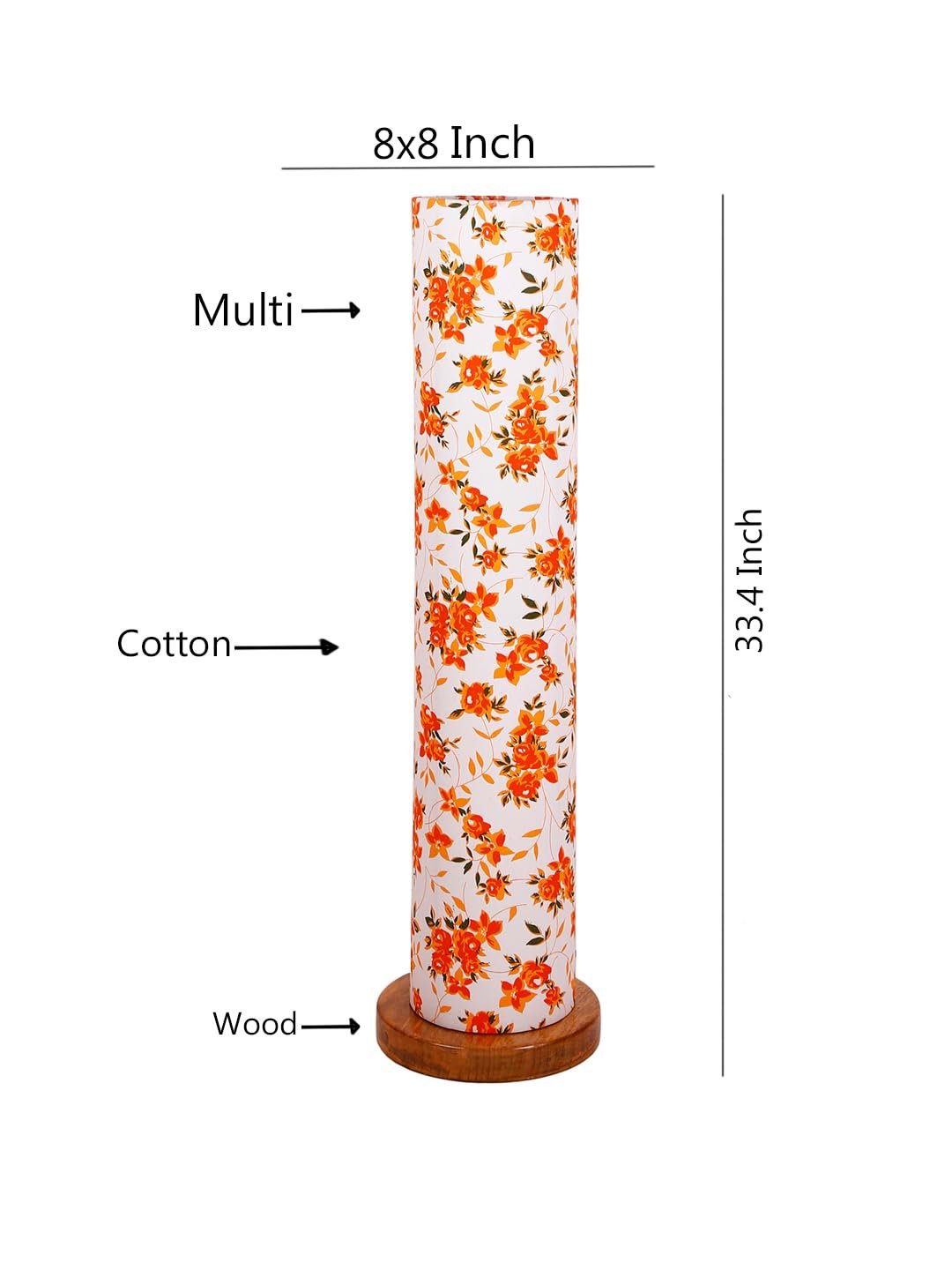 Multicolor Round Cotton Shade Floor lamp with Wood Base .(Multicolor, Cotton)