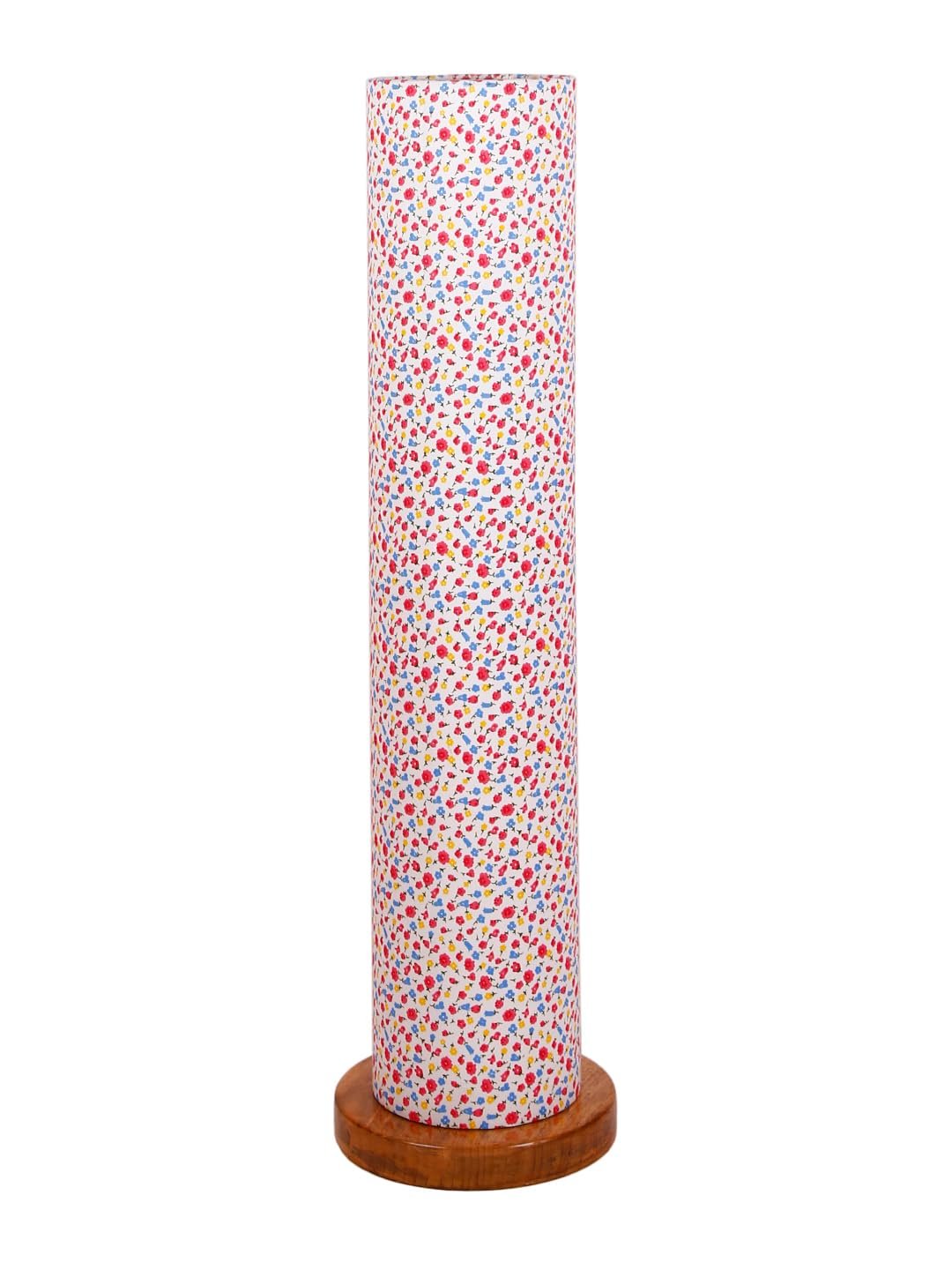 Multicolor Round Cotton Shade Floor lamp with Wood Base .(Multicolor, Cotton)