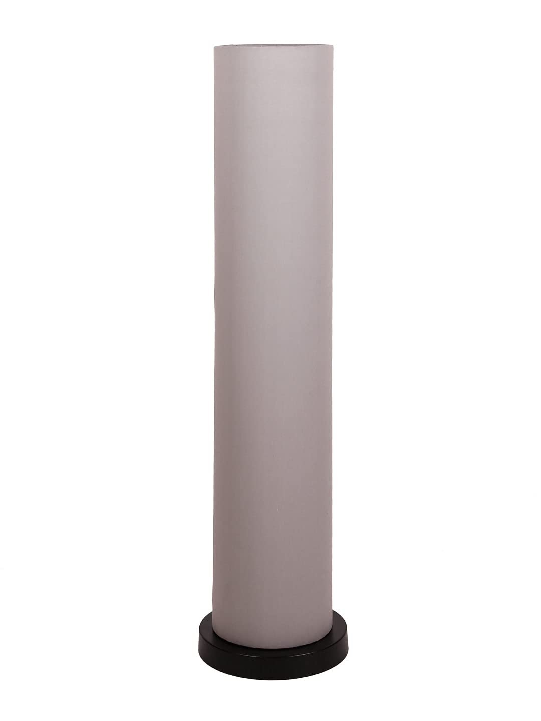 Grey Round Cotton Shade Floor lamp with Black Iron Base