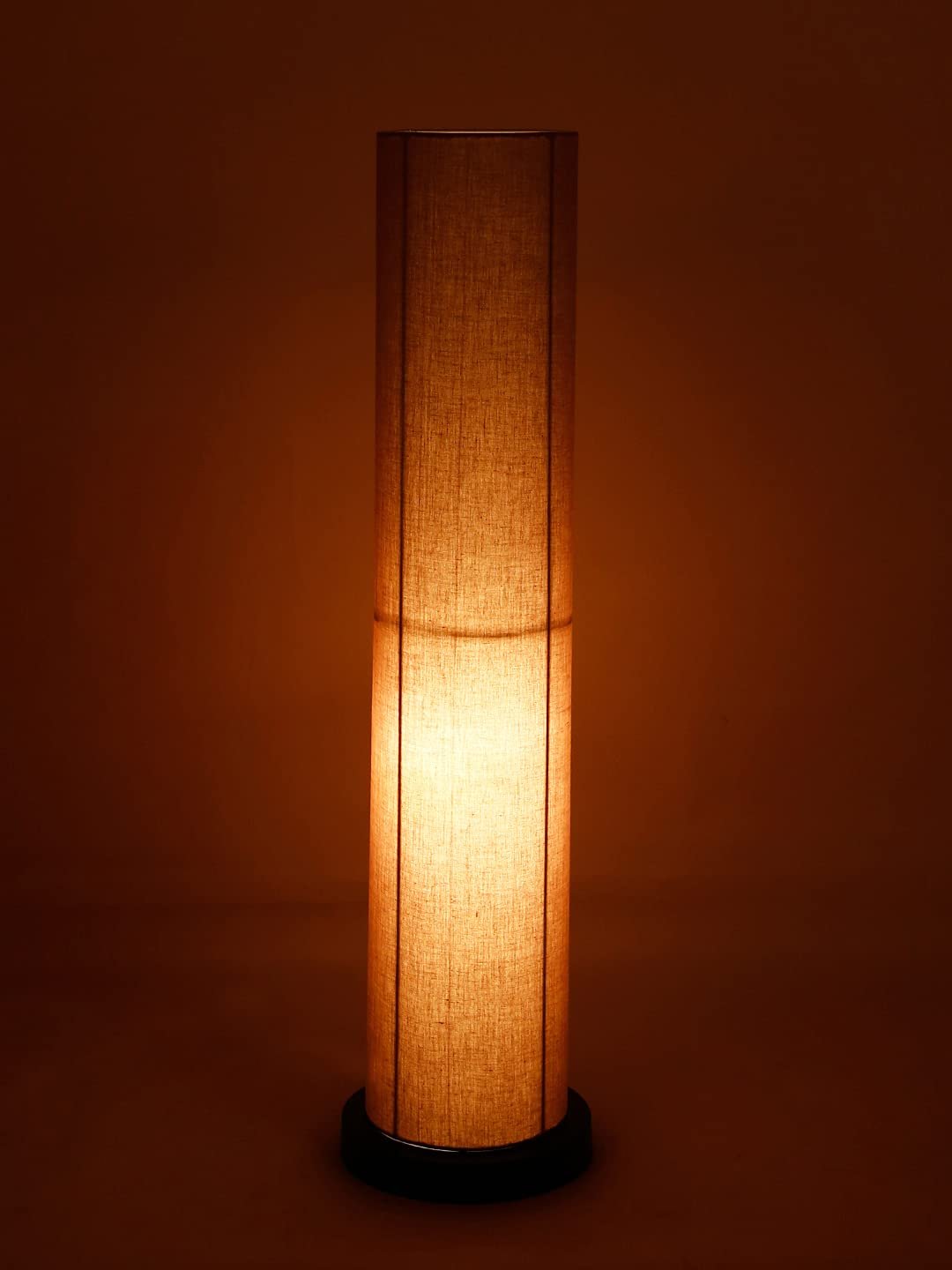 Grey Round Cotton Shade Floor lamp with Black Iron Base