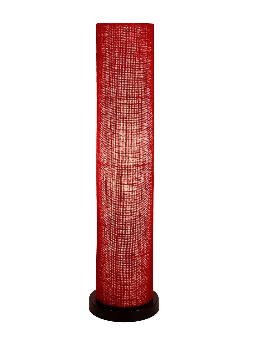 Maroon Jute Round Shade Floor lamp with Black Iron Base