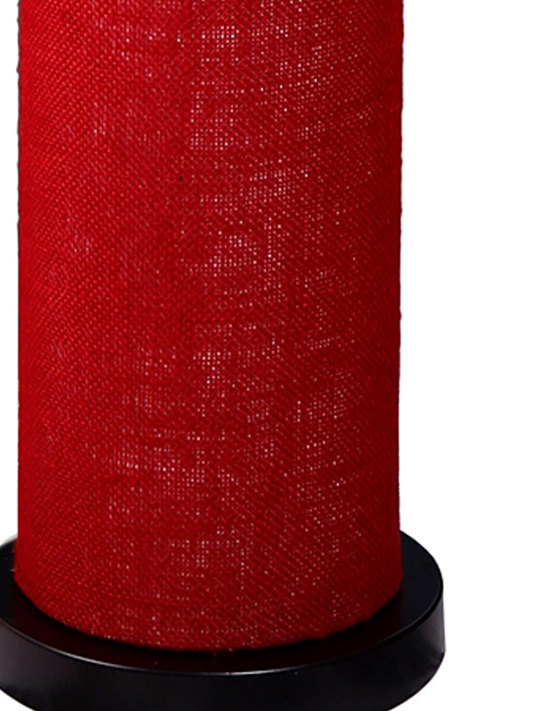 Maroon Jute Round Shade Floor lamp with Black Iron Base