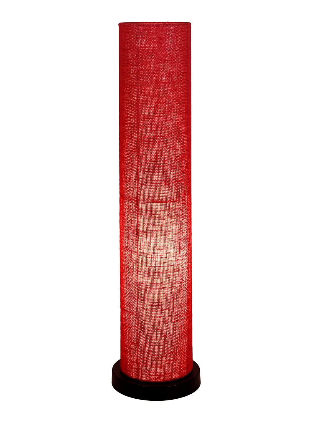 Pink Jute Round Shade Floor lamp with Black Iron Base