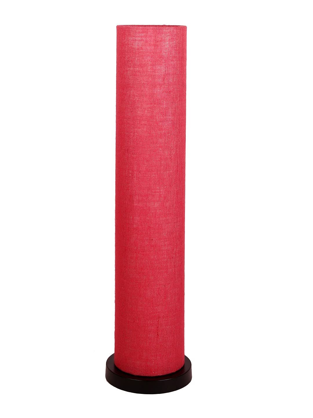 Pink Jute Round Shade Floor lamp with Black Iron Base