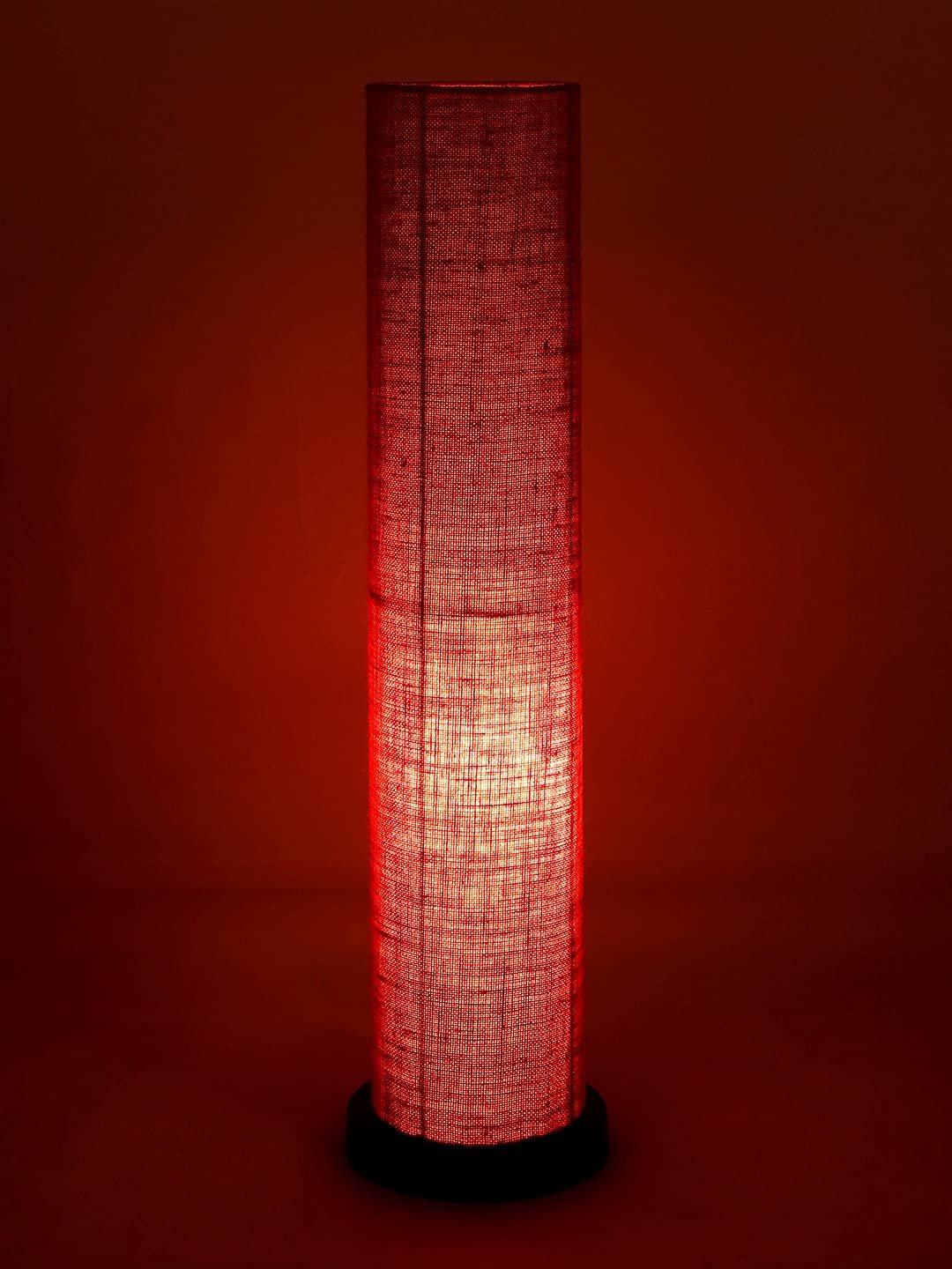 Pink Jute Round Shade Floor lamp with Black Iron Base