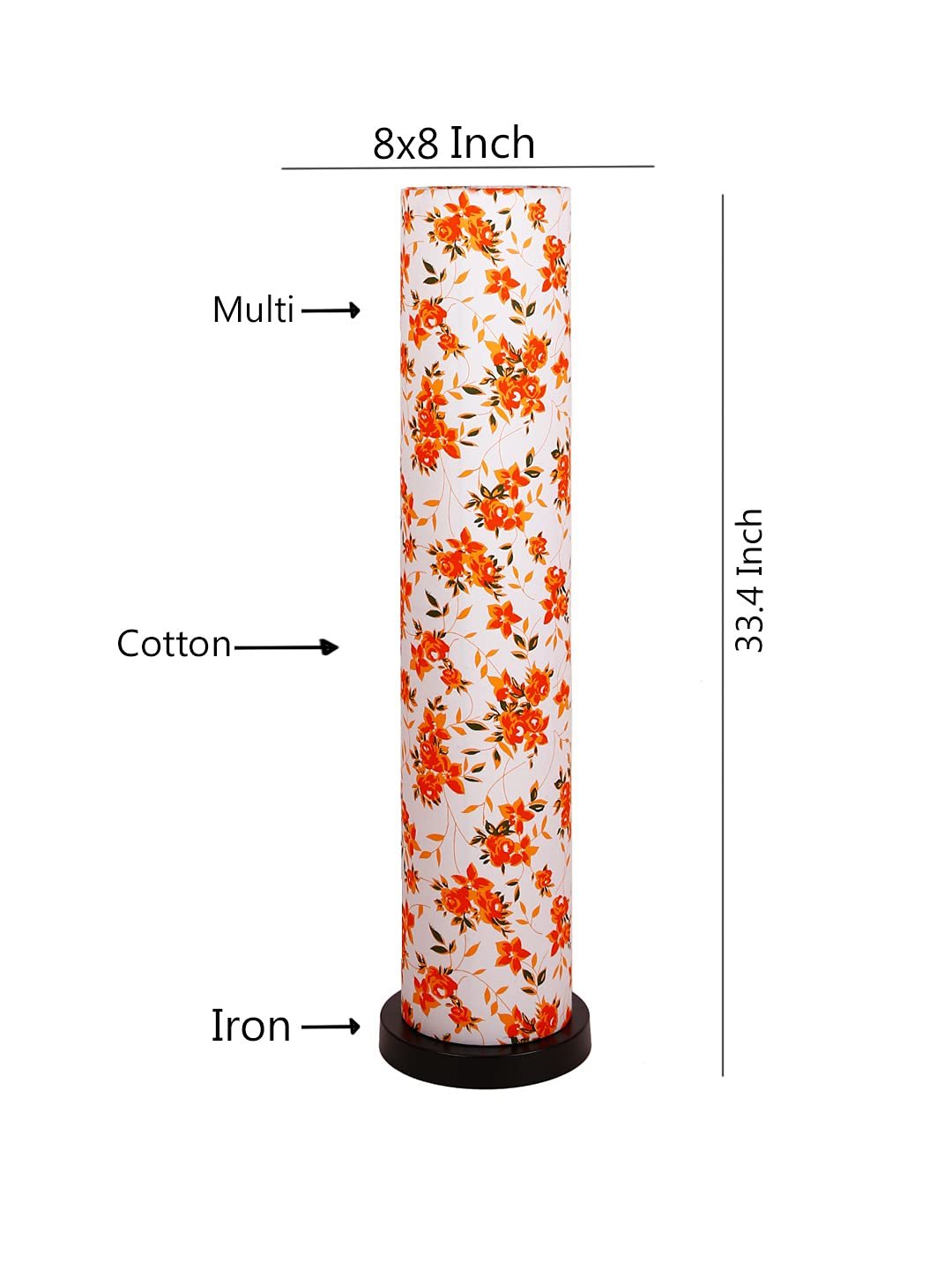 Multicolor Round Cotton Shade Floor lamp with Black Iron Base D677