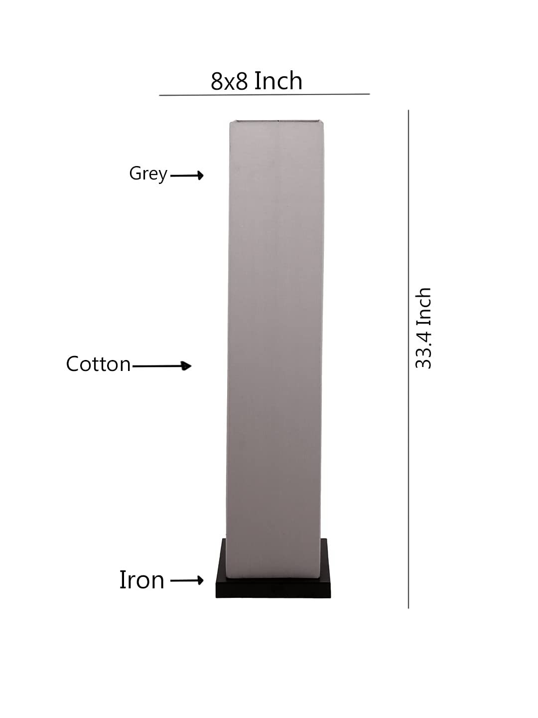 Grey Square Cotton Shade Floor lamp with Black Iron Base D,679