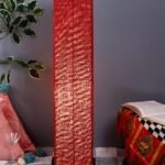 Maroon Jute Square Shade Floor lamp with Black Iron Base