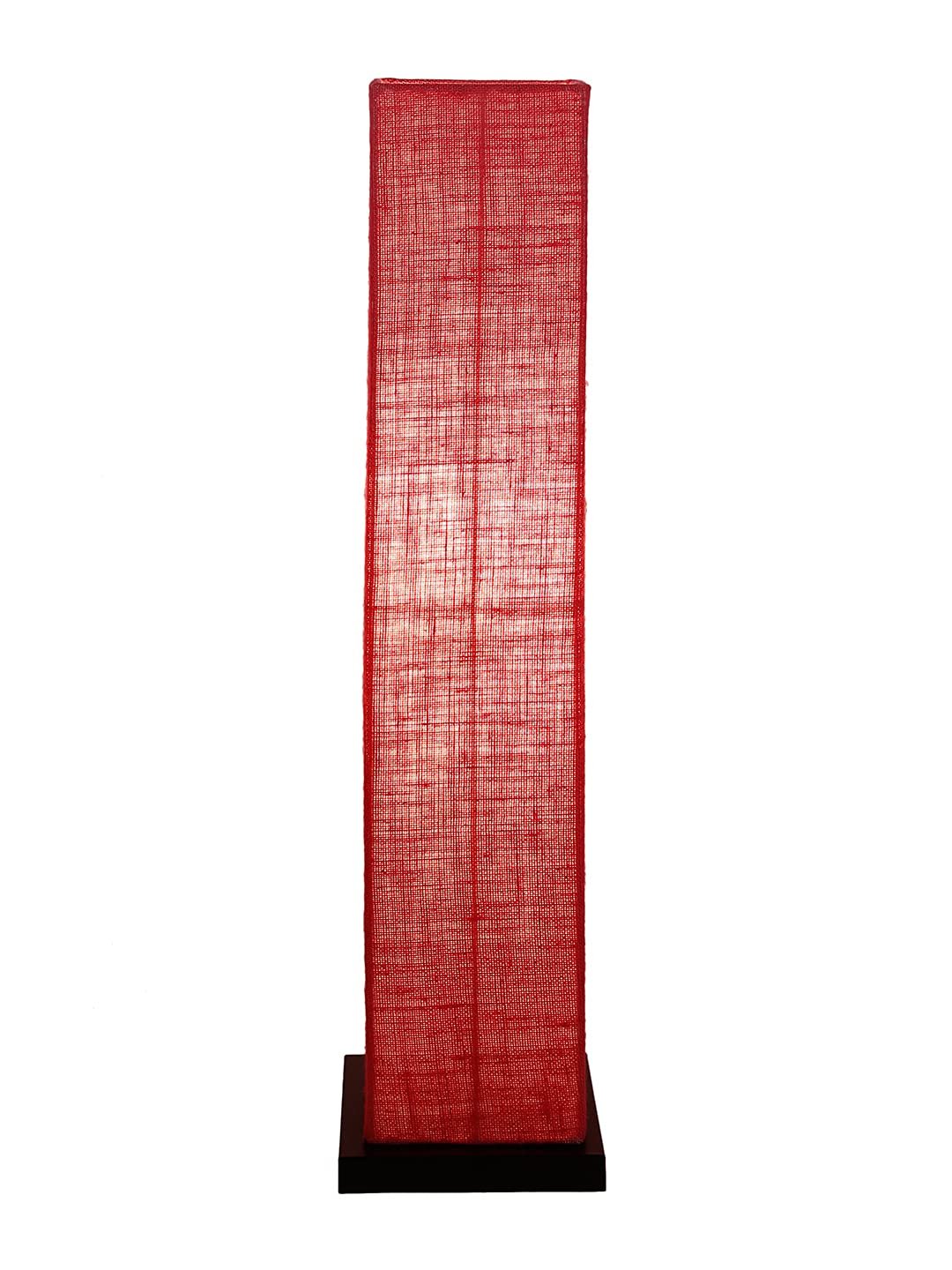 Pink Jute Square Shade Floor lamp with Black Iron Base