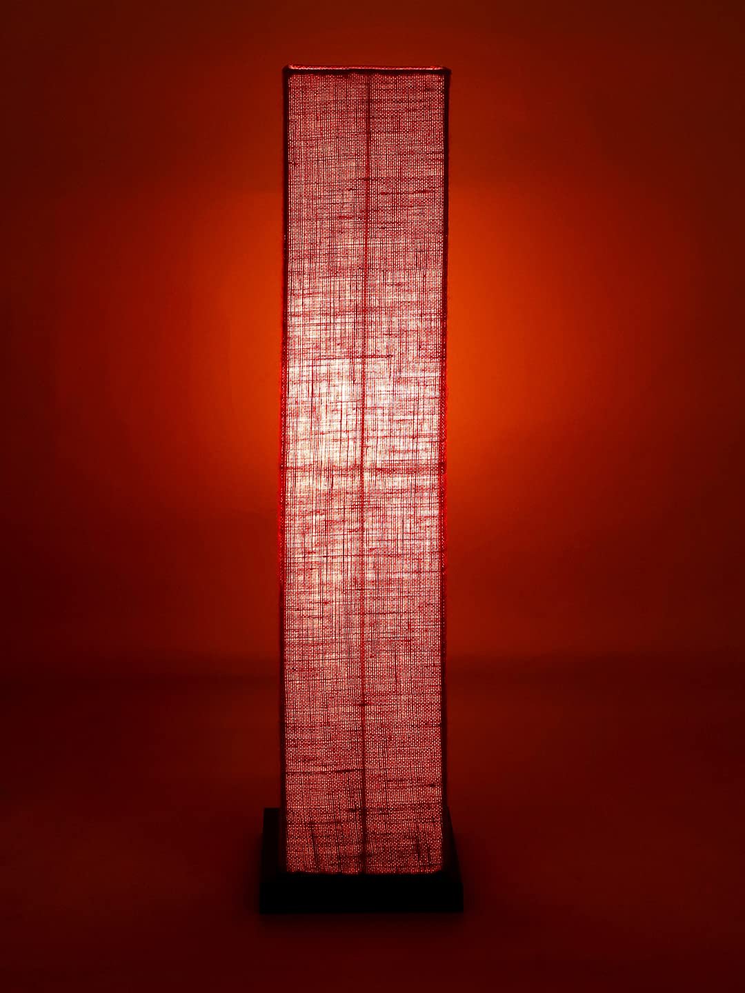 Pink Jute Square Shade Floor lamp with Black Iron Base