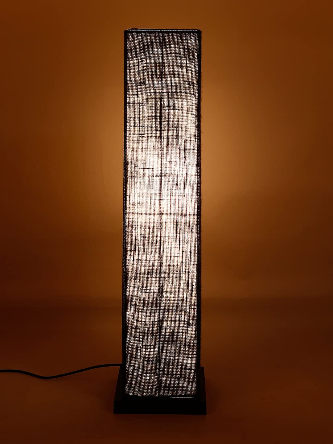 Blue Jute Square Shade Floor lamp with Black Iron Base