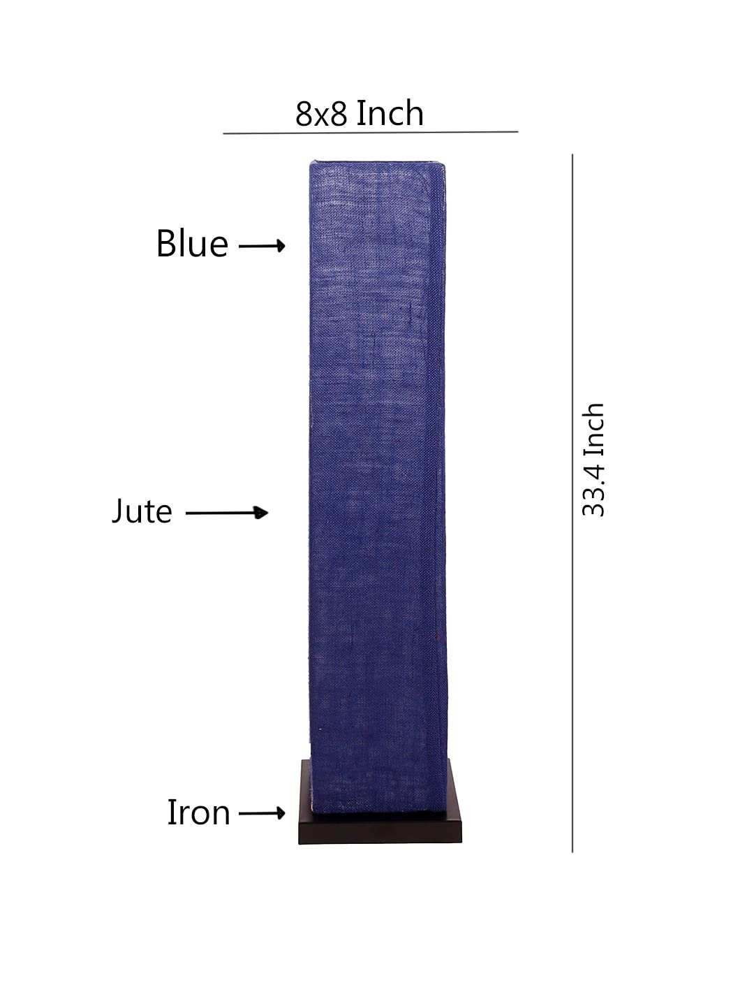 Blue Jute Square Shade Floor lamp with Black Iron Base