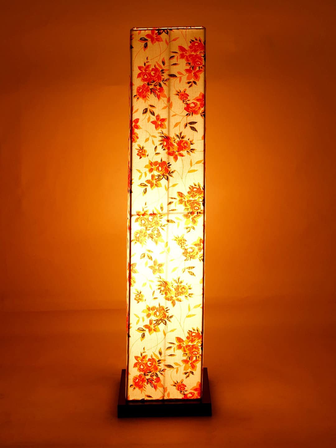 Multicolor Square Cotton Shade Floor lamp with Black Iron Base D684