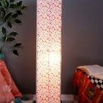 Multicolor Square Cotton Shade Floor lamp with Black Iron Base D685