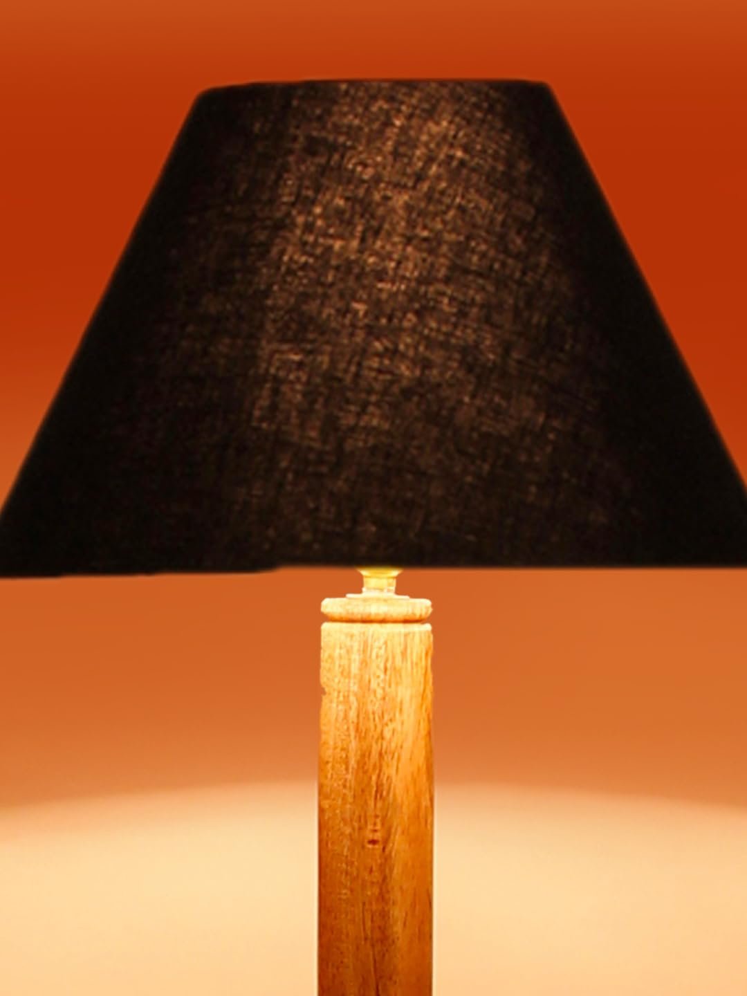 Black Cotton Conical Wooden Floor Shelf Lamp -21 (14x55.75inches) -