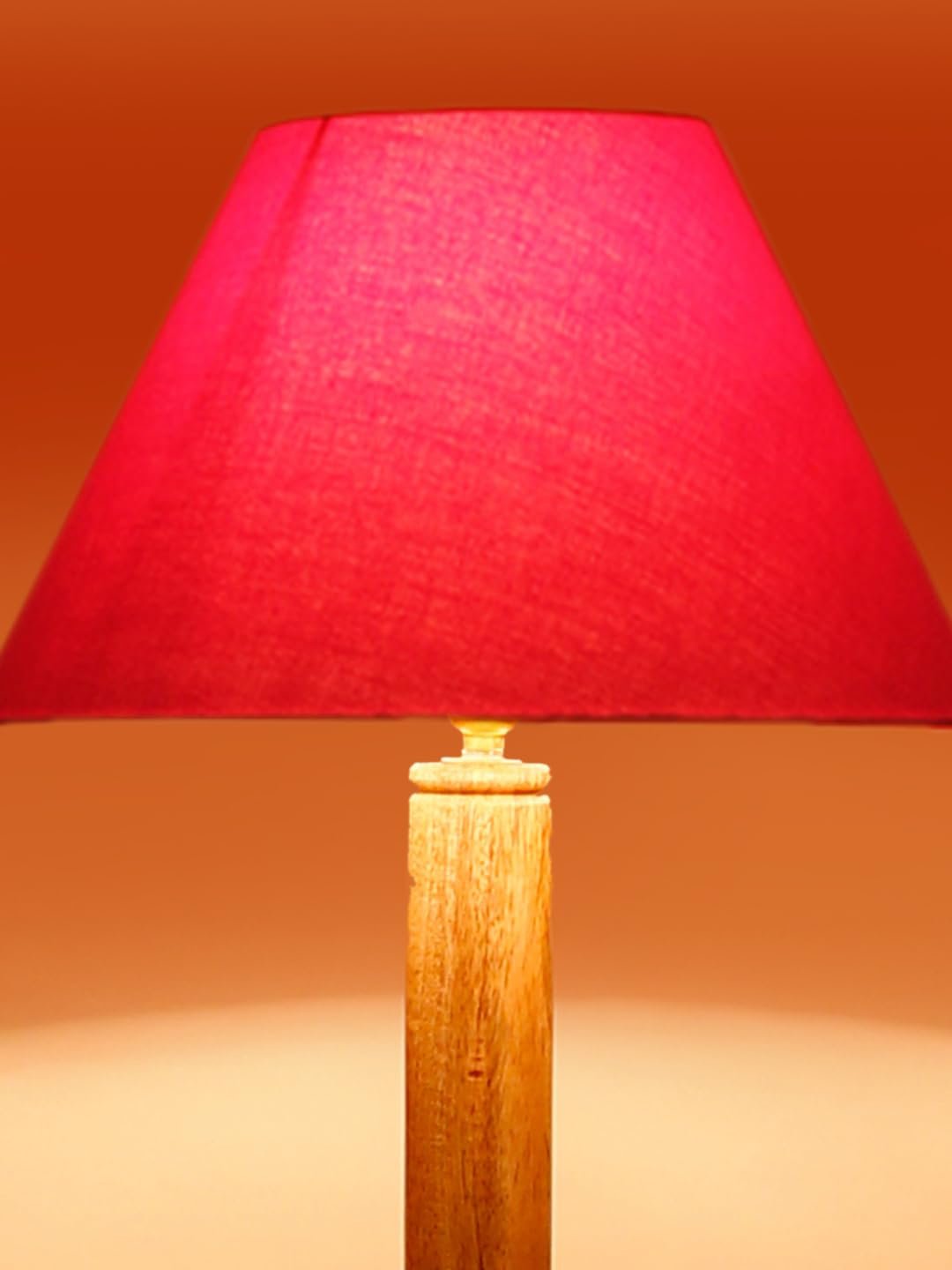 Red Cotton Conical Wooden Floor Shelf Lamp -22-(14x55.75inches) -