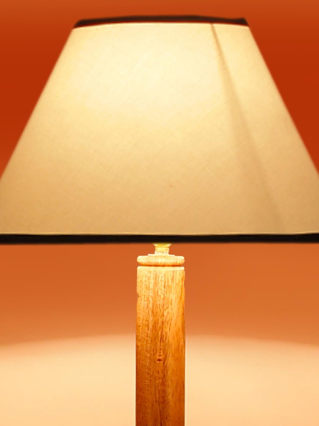 White & Black Cotton Conical Wooden Floor Shelf Lamp -26-(14x55.75inches) -