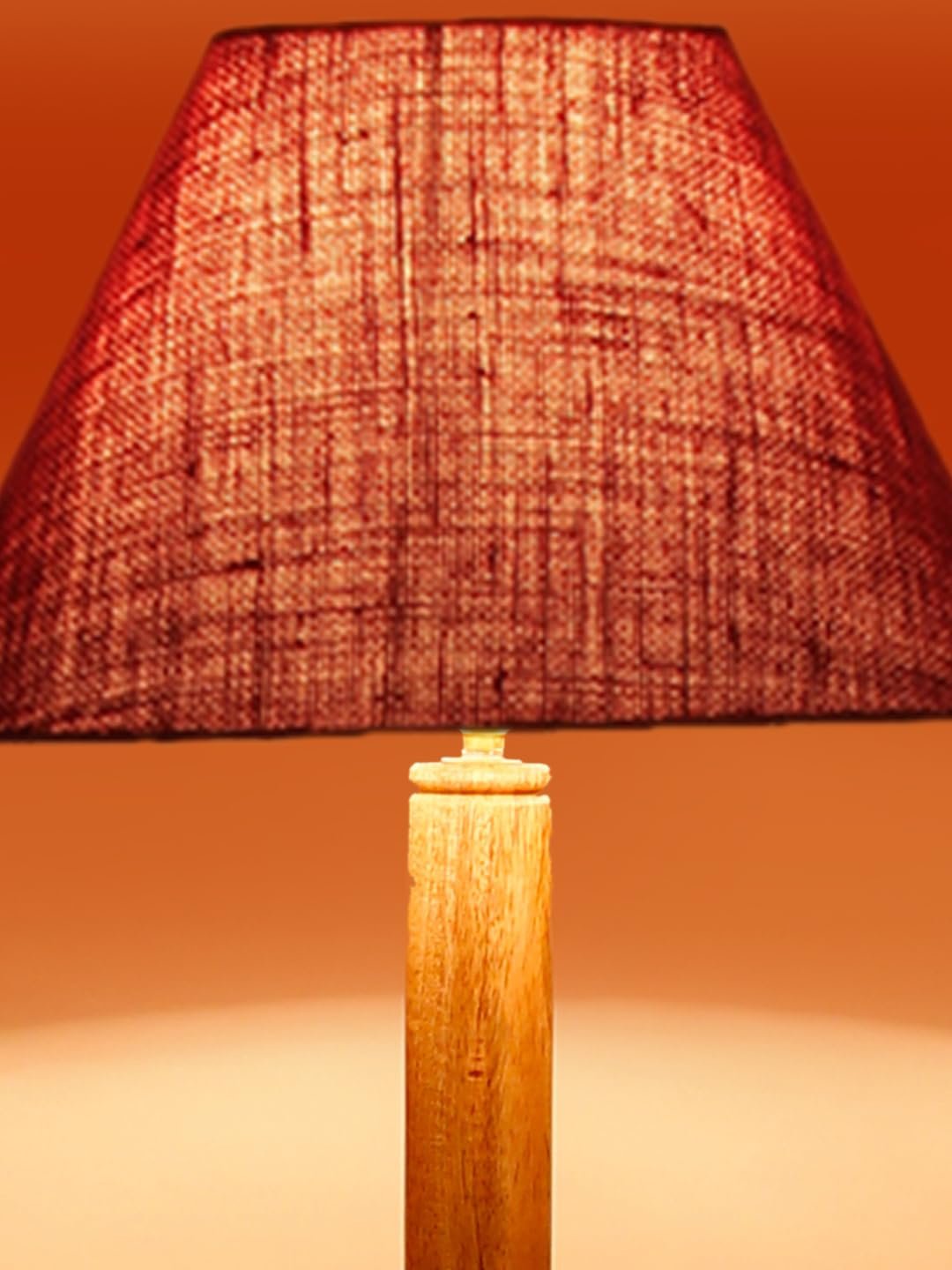 Maroon Jute Conical Wooden Floor Shelf Lamp -30-(14x55.75inches) -