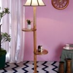 Multiclored Cotton Wooden Floor Shelf Lamp -39-(12×54.8inches) –
