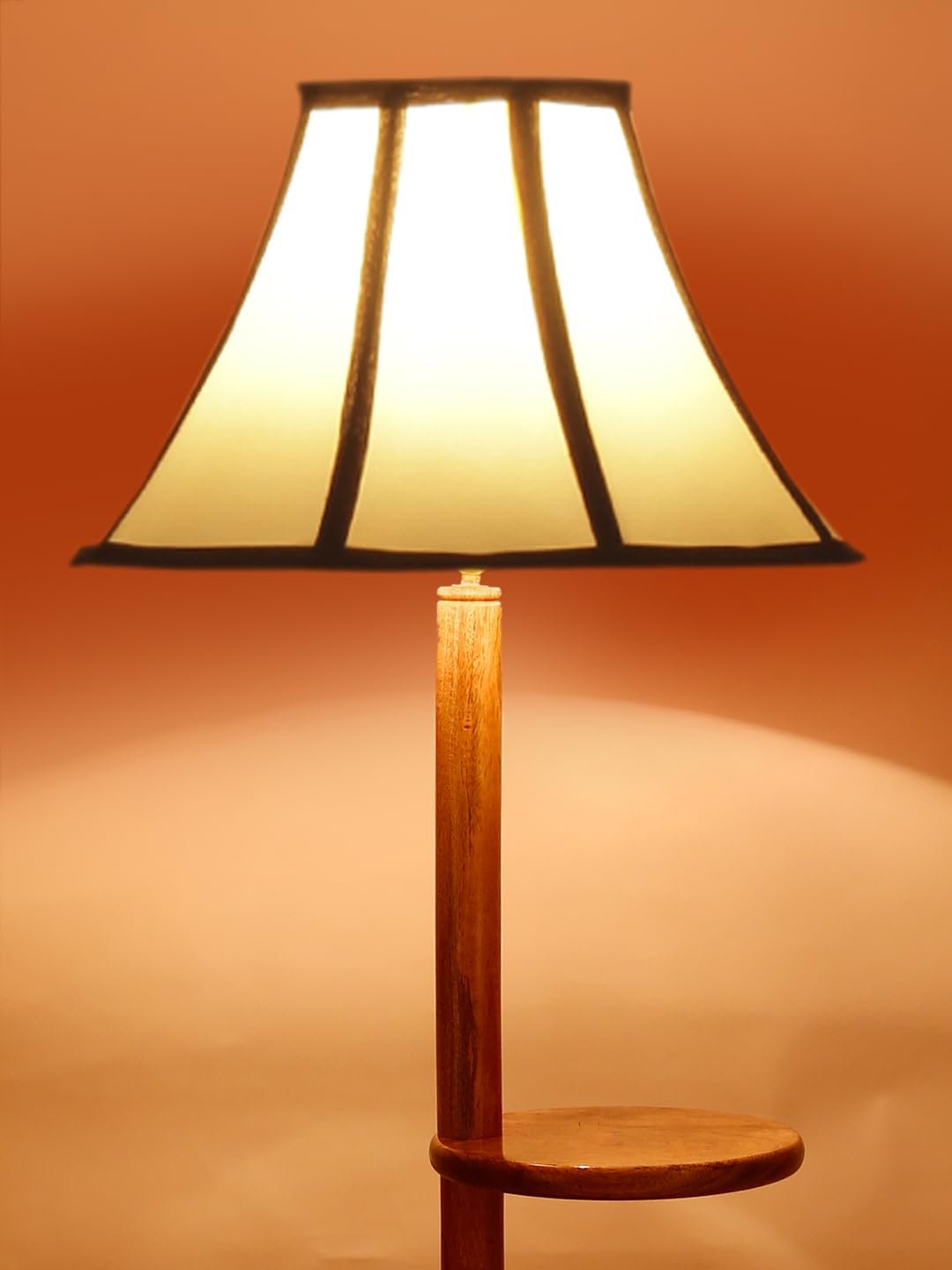 Multiclored Cotton Wooden Floor Shelf Lamp -39-(12x54.8inches) -