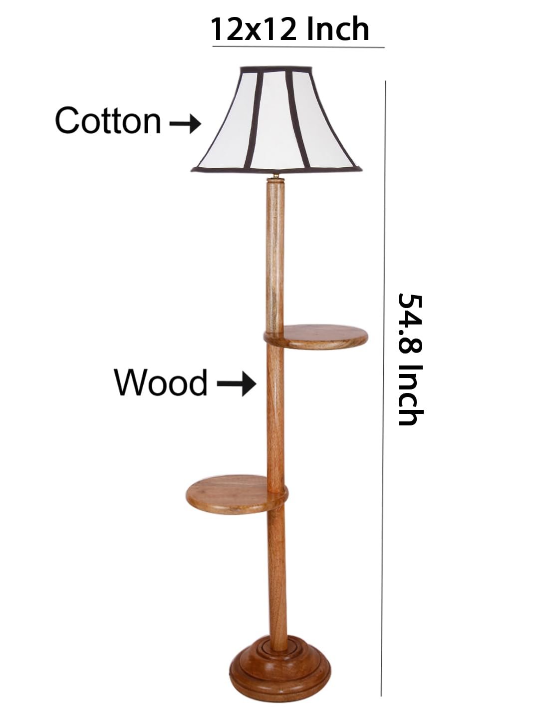 Multiclored Cotton Wooden Floor Shelf Lamp -39-(12x54.8inches) -