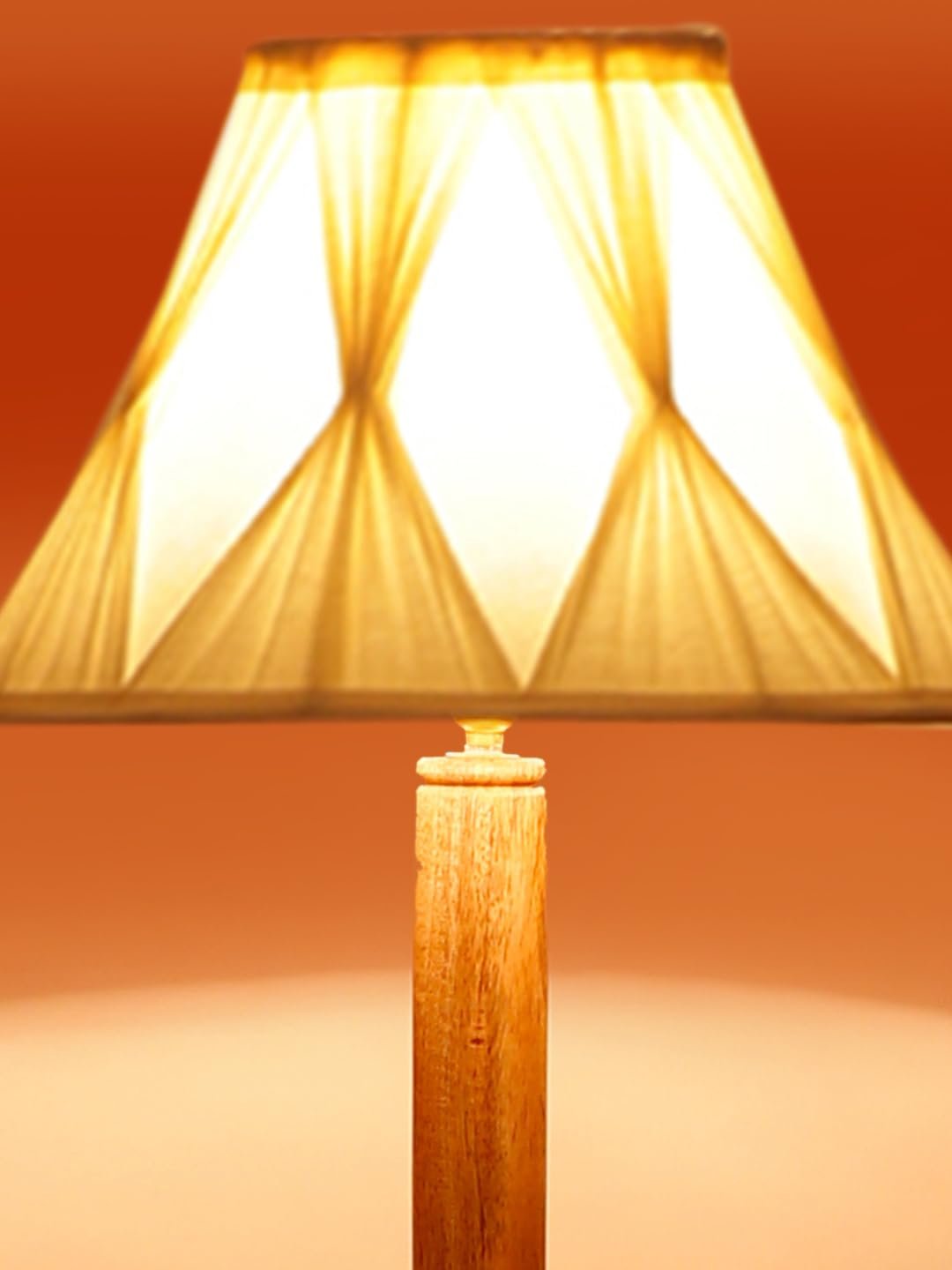 Vintage Cotton Curtain Pleated Shade Wood Floor Shelf Lamp -40(12x54.8inches)-