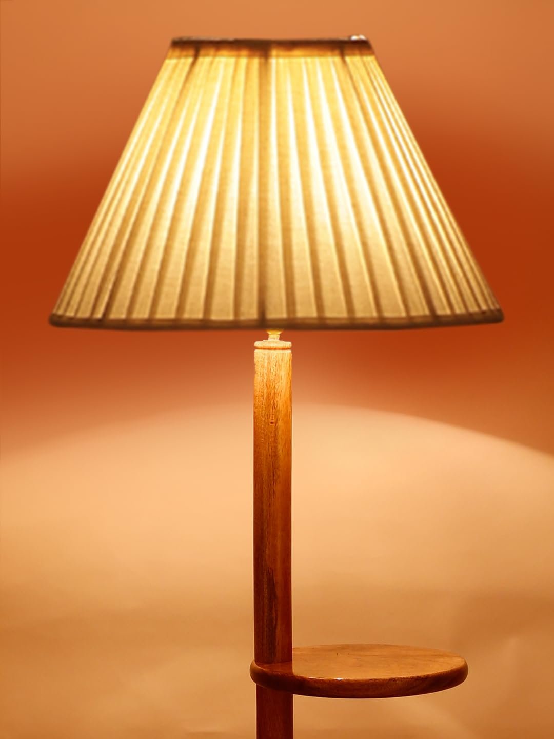 Cotton Straight Pleated Wooden Floor Shelf Lamp -42-(12x54.8inches)-