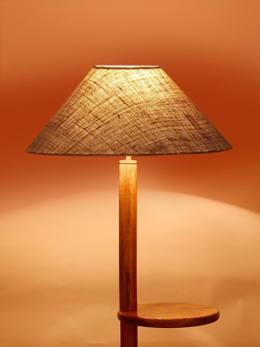 Beige Jute Coolie Floor Shelf Lamp -45-(13x53.75 Inches)-