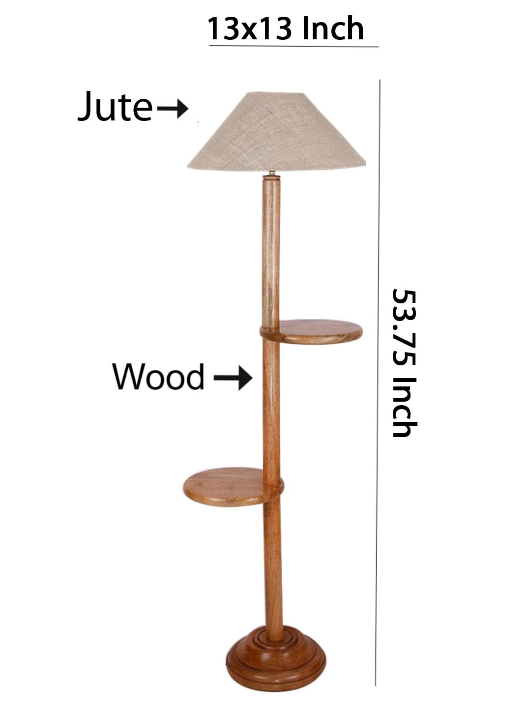 Beige Jute Coolie Floor Shelf Lamp -45-(13x53.75 Inches)-