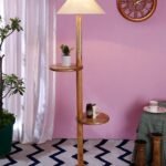 Off-White Cotton Coolie Floor Shelf Lamp -46(13×53.75inches)-