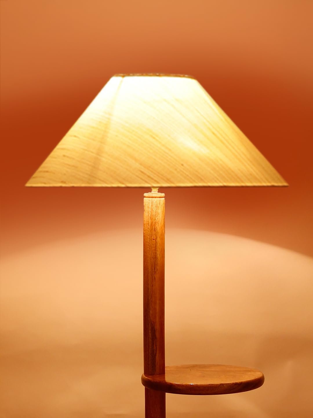 Off-White Cotton Coolie Floor Shelf Lamp -46(13x53.75inches)-