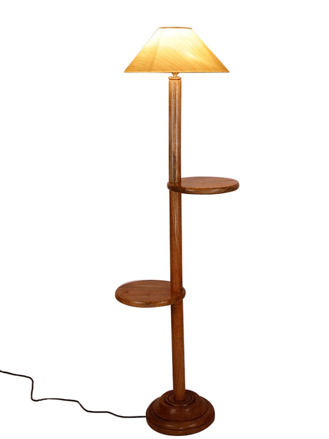 Off-White Cotton Coolie Floor Shelf Lamp -46(13x53.75inches)-