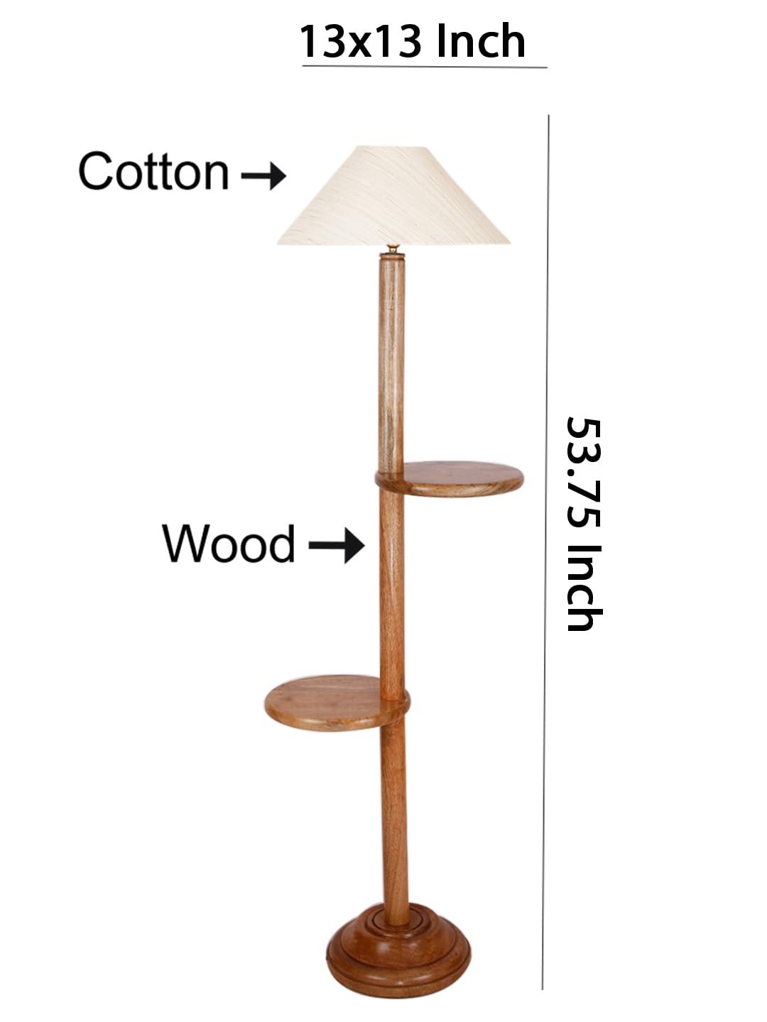 Off-White Cotton Coolie Floor Shelf Lamp -46(13x53.75inches)-