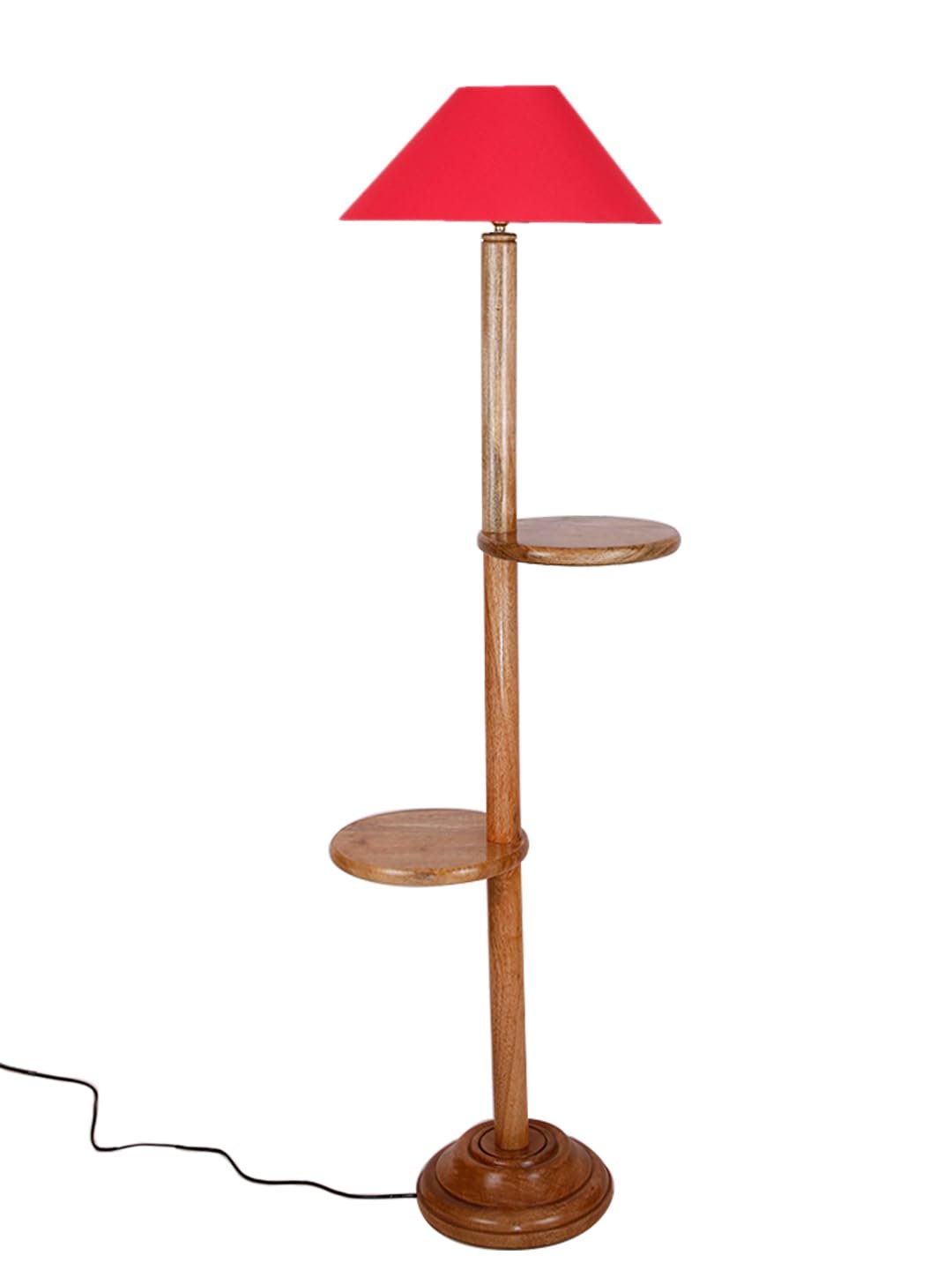 Red Cotton Coolie Floor Shelf Lamp -47 (13x53.75 inches)-