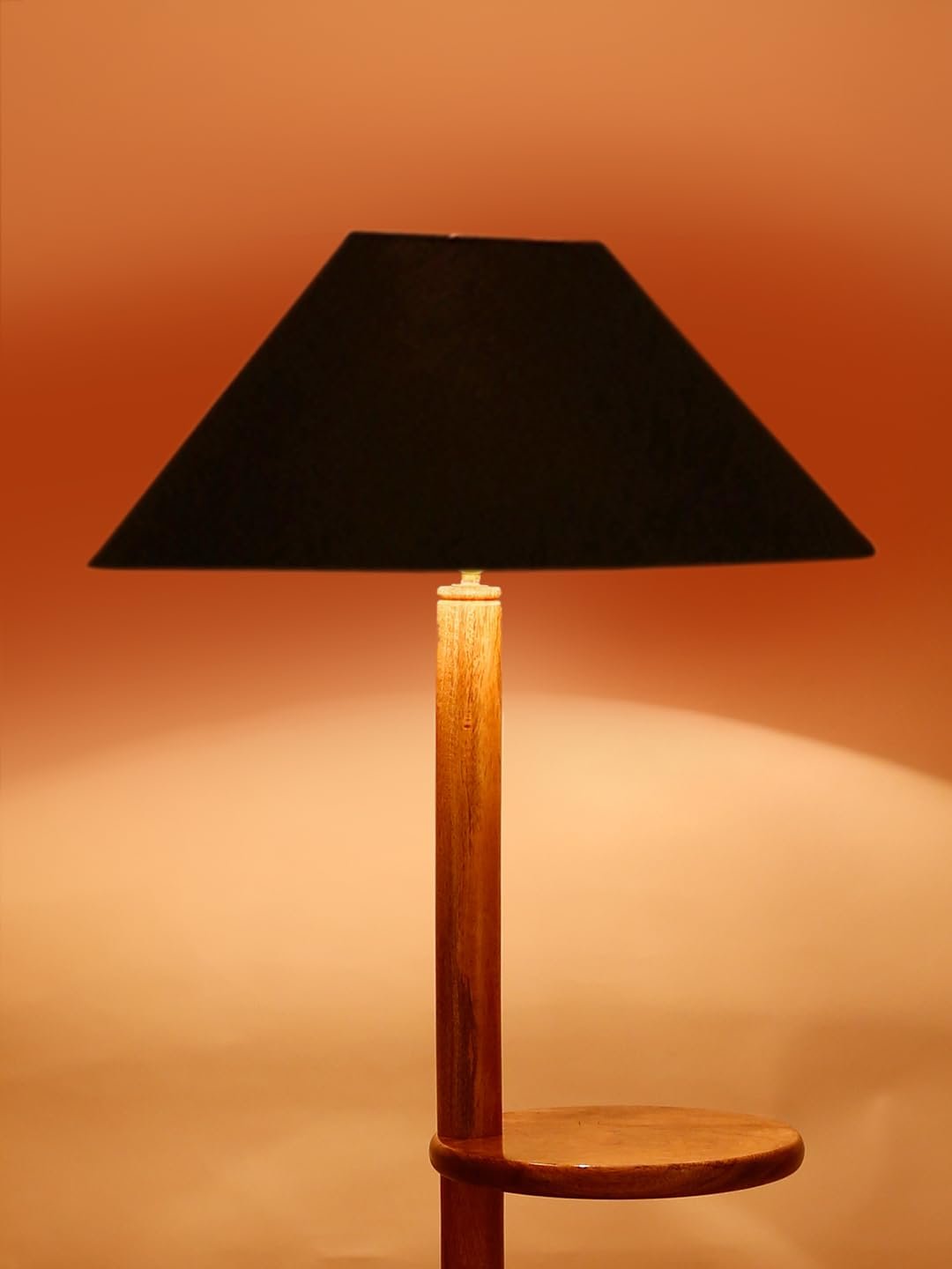 Black Cotton Coolie Floor Shelf Lamp -48(13x53.75 inches)-