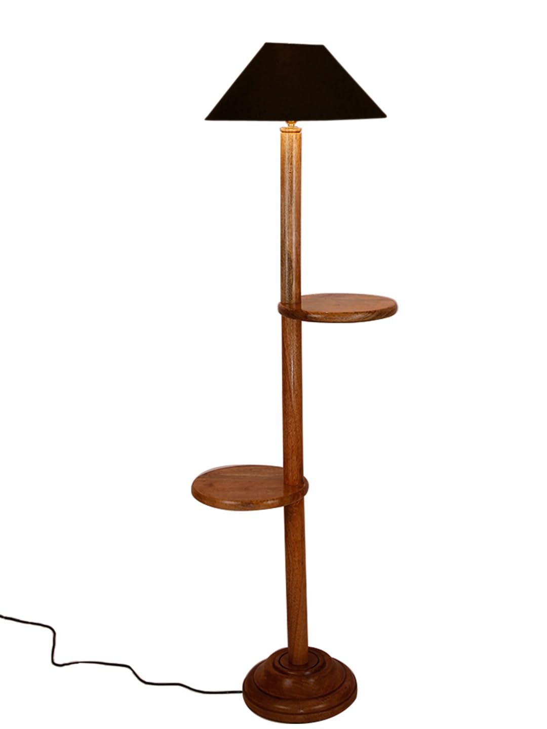 Black Cotton Coolie Floor Shelf Lamp -48(13x53.75 inches)-
