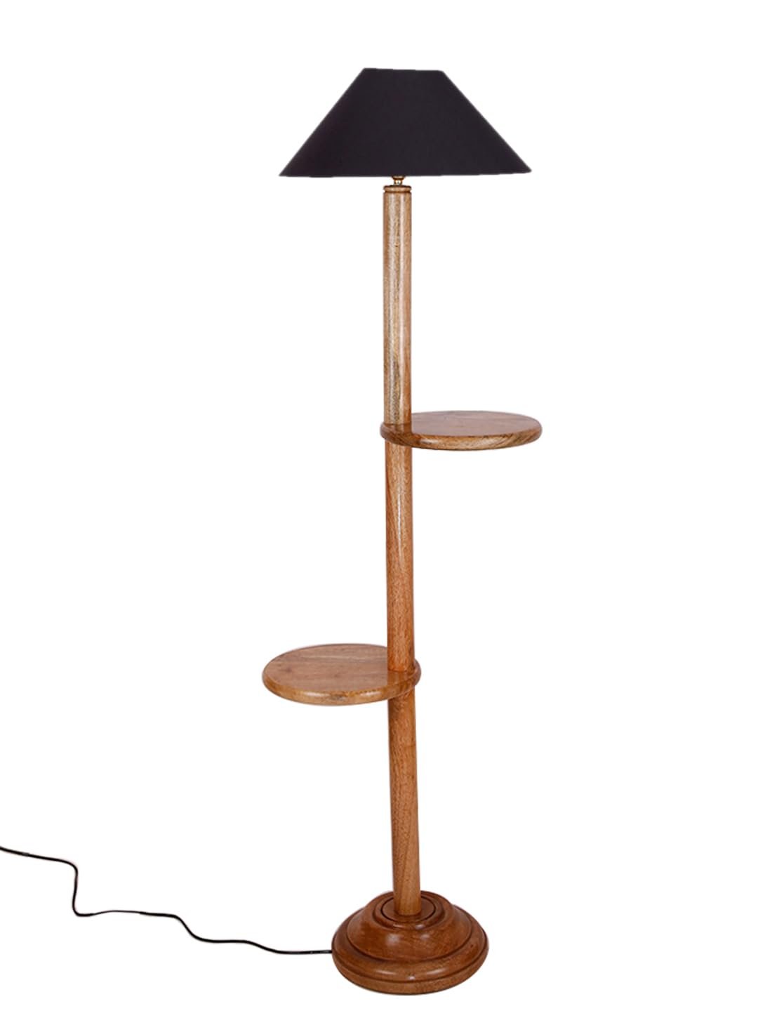 Black Cotton Coolie Floor Shelf Lamp -48(13x53.75 inches)-