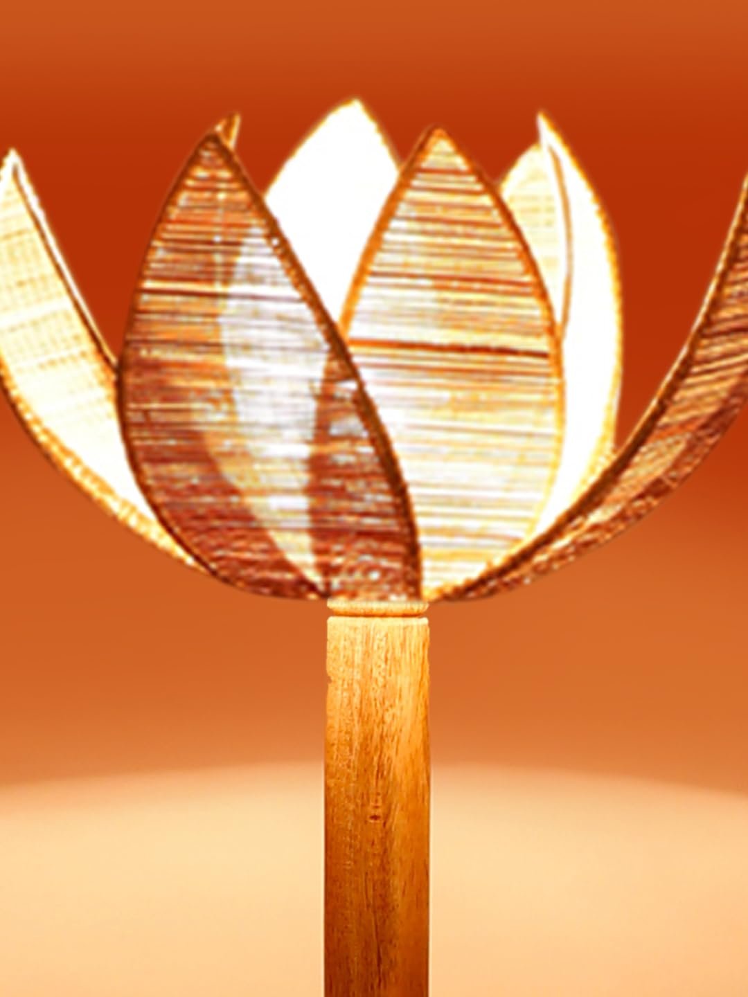 Beige Bamboo Lotus Wooden Floor Shelf lamp -54(12x56 Inches)-