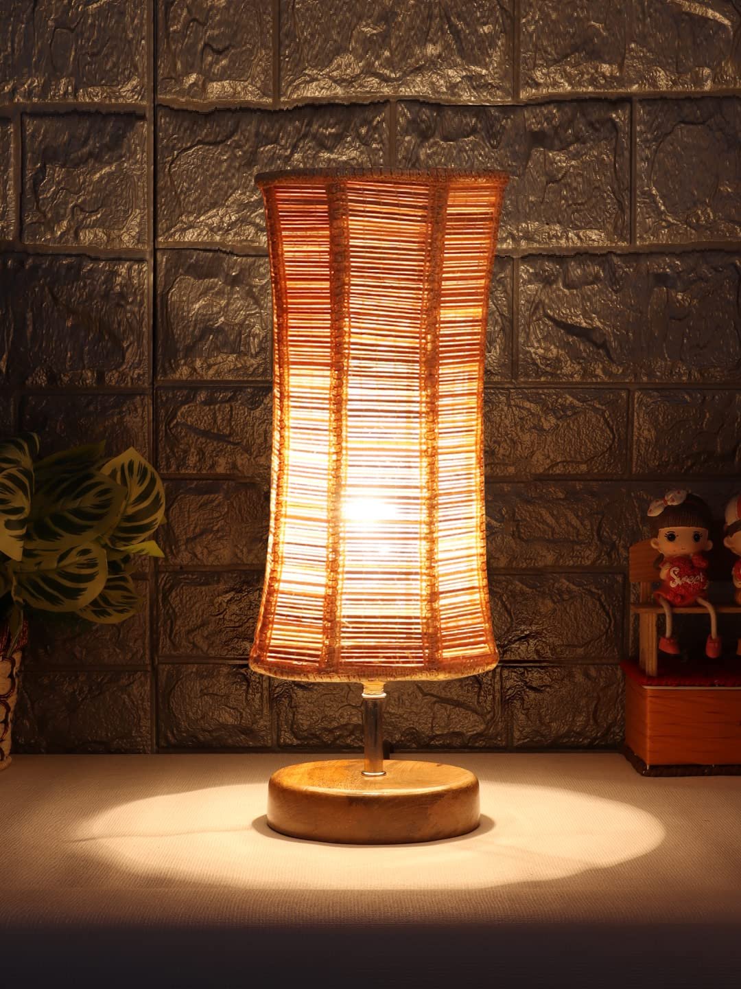 Wood Table lamp with Bamboo Shade(39)