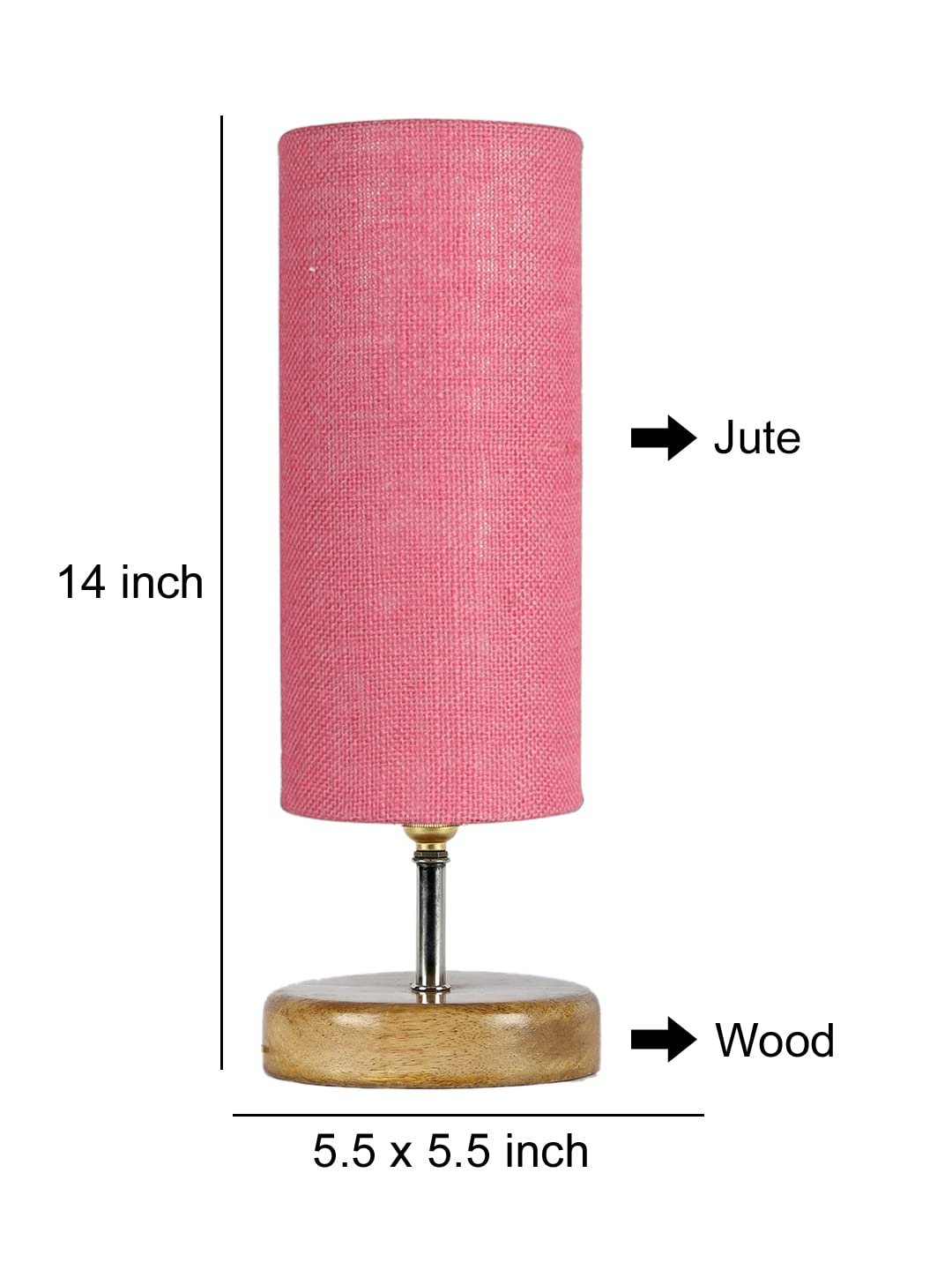Wood Table lamp with Pink Jute Shade(48)