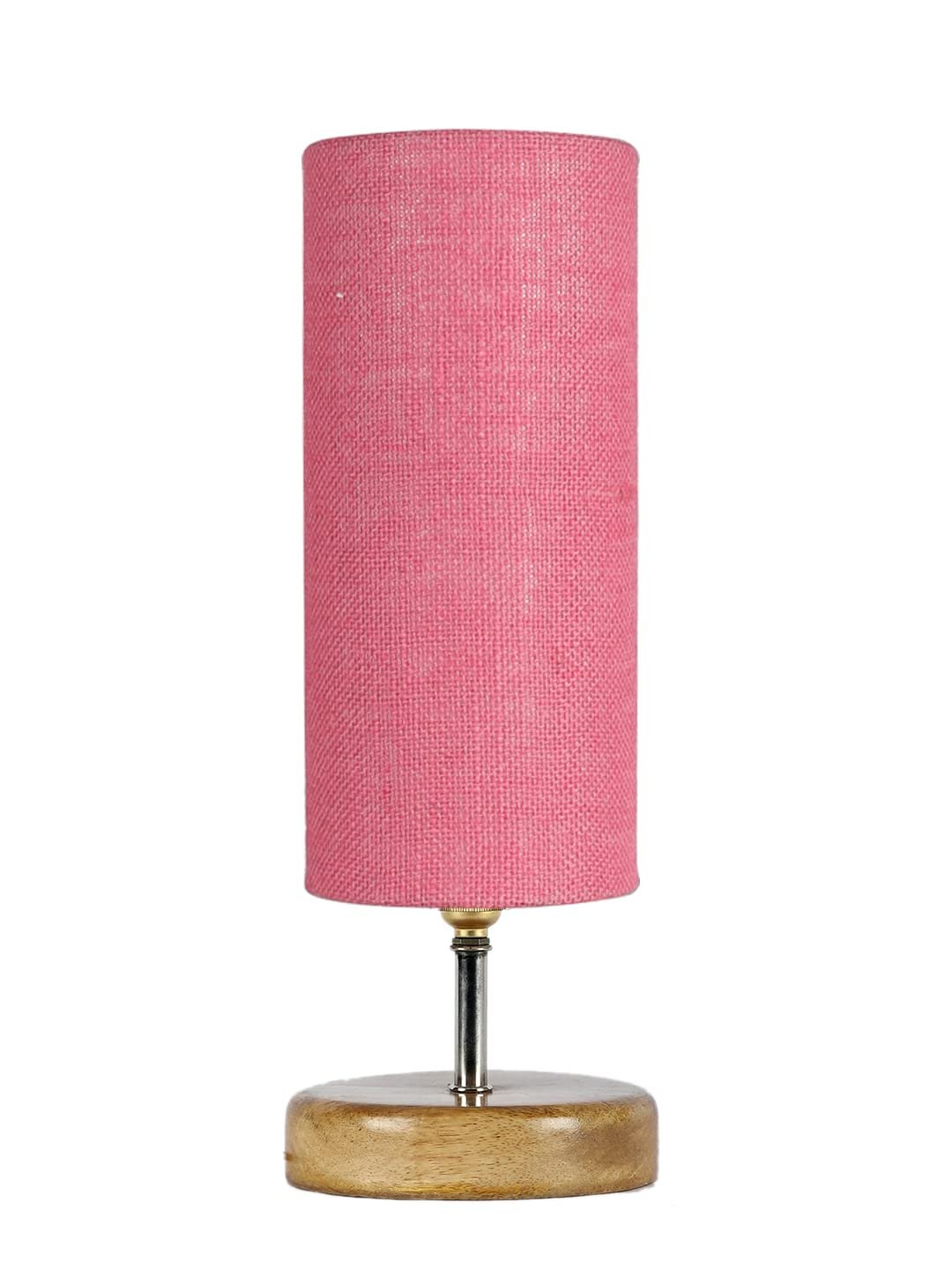 Wood Table lamp with Pink Jute Shade(48)